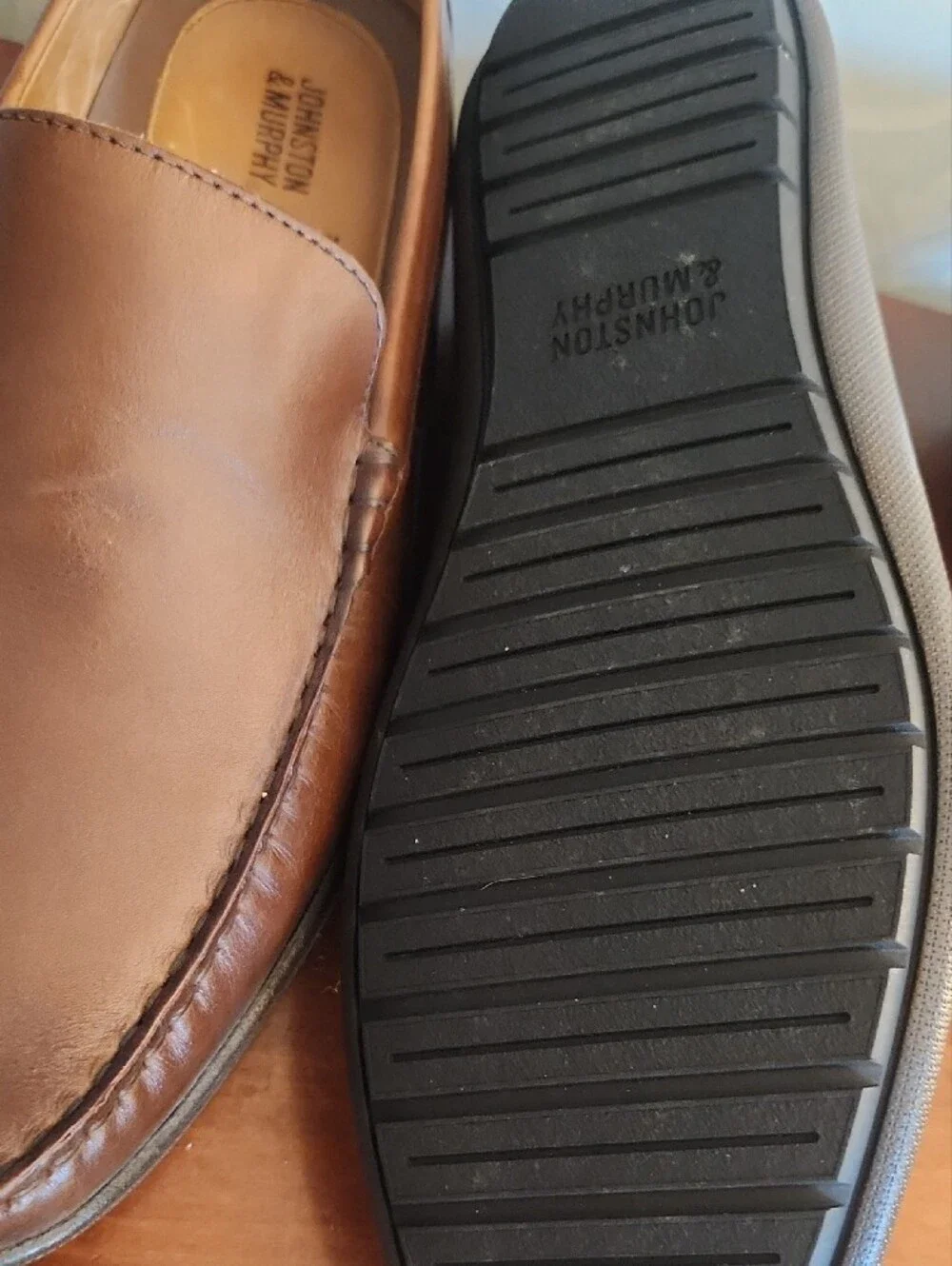 Johnston & Murphy Tan Leather Slip-On Loafers